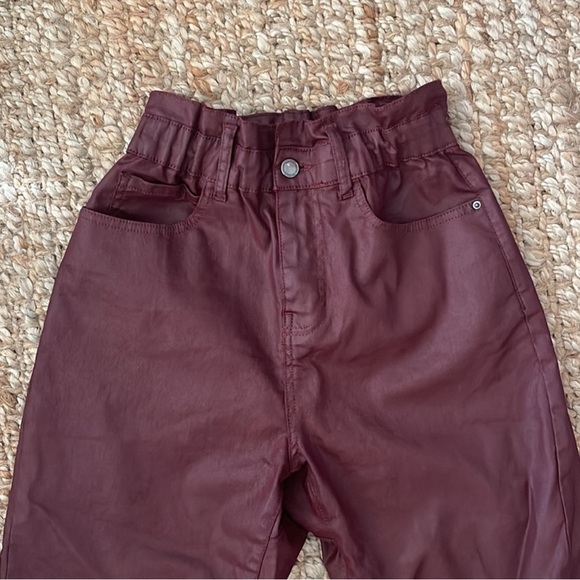 ZARA HIGH WAIST PARACHUTE JEANS PLAID BURGUNDY BUNDLE SIZE SMALL USA 2 - Picture 4 of 9